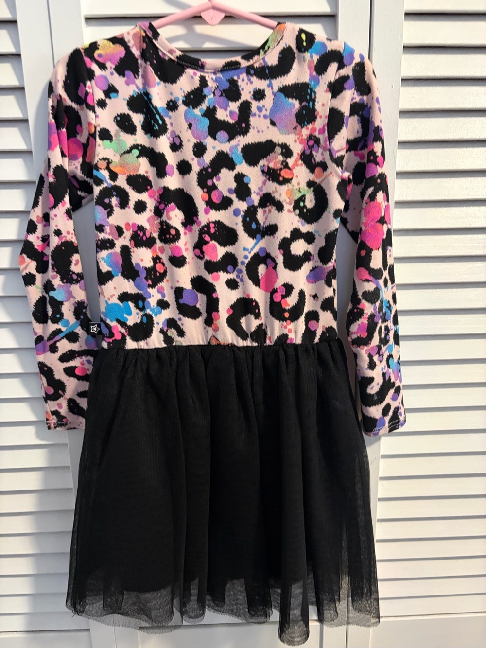 Pixie Lane Long Sleeve Leopard Print Tulle Dress - marks on tulle
